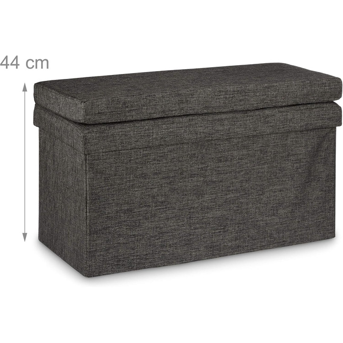 Relaxdays Faltbarer Sitzhocker mit Lehne, Stauraum, Leinen, 73x76x38 cm, Braun