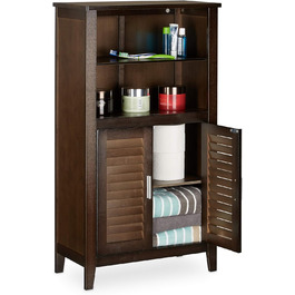 Relaxdays Badezimmerschrank dunkelbraun LAMELL, Bambus, 92x50x25,5 cm, Single