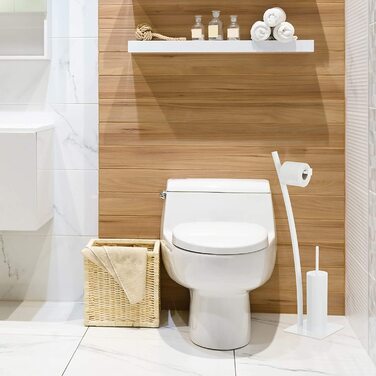 Relaxdays weiß, Garnitur, Toilettenpapierhalter, Bürste, WC-Bürstenhalter, hygienisch, HxBxT: 78x29x20 cm, White, Standard