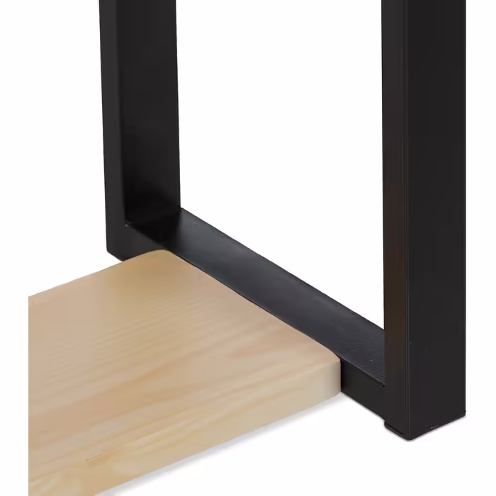 Relaxdays Handtuchhalter stehend, U-Design, 2 Ablagen, HxBxT: 86x45x19 cm, Holz + Stahl, natur