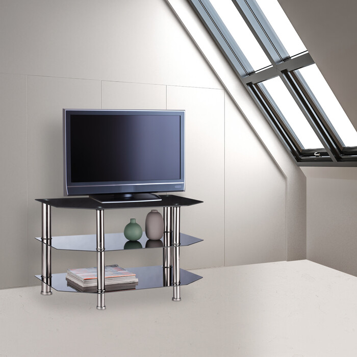 Relaxdays Fernsehtisch Schwarzglas