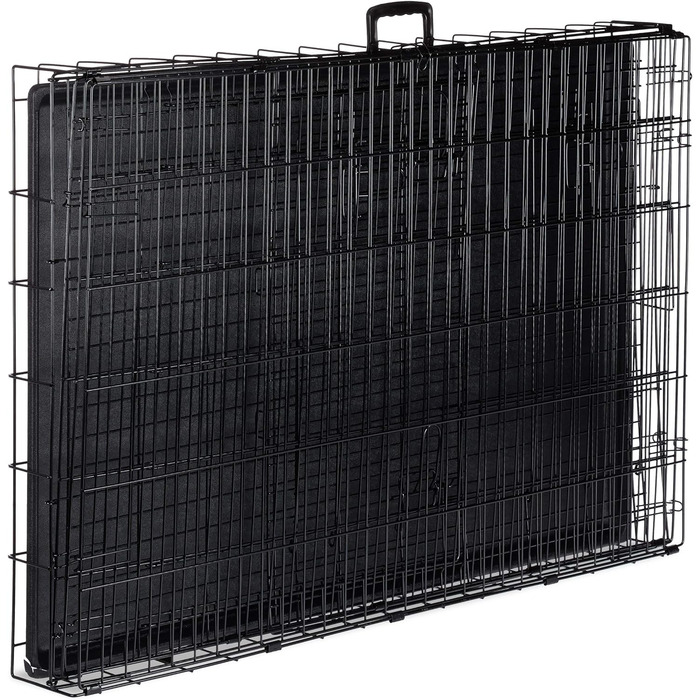 Relaxdays Hundekäfig, Faltbare Hundetransportbox, Welpenkäfig, 2 Türen, Bodenschale, Drahtkäfig Metall, XXXL, Schwarz Schwarz XXXL