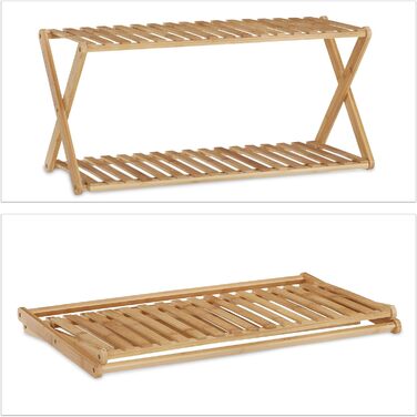 Relaxdays Bambus Schuhregal, faltbar, 18 Paar, HBT 103x70x27,5cm, Natur