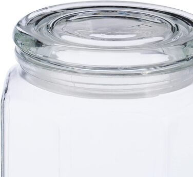 Relaxdays Vorratsgläser, 6er Set, 1,8 l, achteckige Dosen, luftdicht, transparent