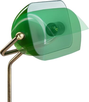 Relaxdays Bankerlampe, neigbarer Glasschirm, Holzfuß, E27-Fassung, Schreibtischlampe Retro, Bibliothekslampe, grün-braun, 42 x 26 x 25 cm