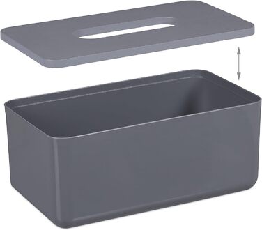 Relaxdays Tücherbox Bambus Deckel, Bad, Taschentuchbox, modernes Design, 10x23x13 cm, Kunststoff, grau