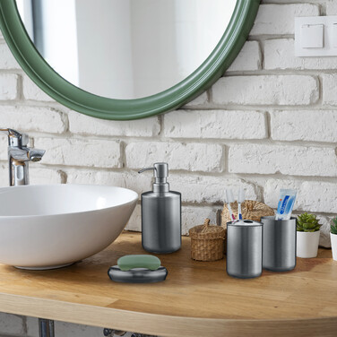Relaxdays 5-tlg. Badezimmer Set Edelstahl