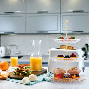 Relaxdays 3-stöckige Etagere aus Glas