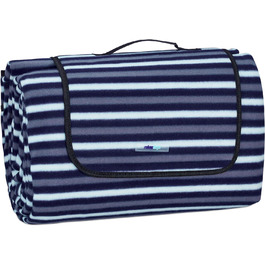 Relaxdays XXL Picknickdecke, 200x300 cm, isoliert, wasserdicht, gestreifte Fleece Stranddecke, weich, Tragegriff, bunt