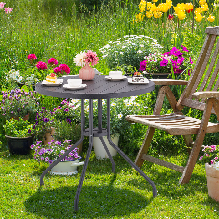 Relaxdays Runder Gartentisch in Holzoptik