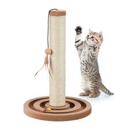 Relaxdays Kratzsäule mit Spielzeug