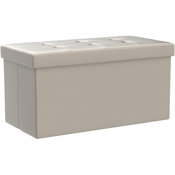Relaxdays Faltbare Sitzbank 2-Sitzer mit Stauraum, Kunstleder, 300 kg belastbar, Creme
