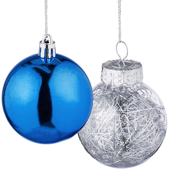 Relaxdays Weihnachtskugeln 101er Set, Kunststoff, Baumdeko mit Kugeln & Spitze, rosa/weiß (Blau)
