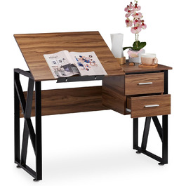 Relaxdays Schreibtisch neigbar, verstellbare Arbeitsfläche, Laptoptisch oder Zeichentisch, HBT 75x110x55cm,  (Holz Schwarz) 
