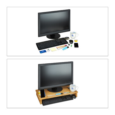 Relaxdays Monitorständer aus Bambus