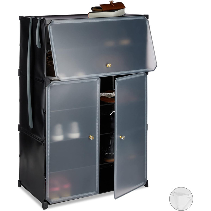 Relaxdays Schuhschrank, XL Steckregal, 24 Paar, 6 Fächer, HBT 94x61,5x31,5 cm (Schwarz)