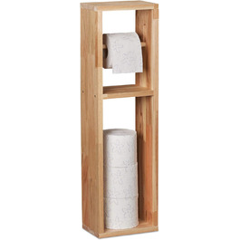 Relaxdays Toilettenpapierhalter, Walnuss Holz, zur Wandmontage oder stehend, Ersatzrollenhalter HxBxT 70x20x13 cm, natur