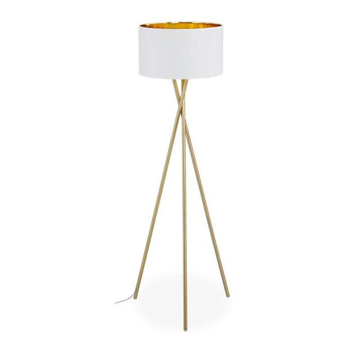 Relaxdays Dreibein Stehlampe in Weiß & Gold