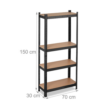 Relaxdays Schwerlastregal 150 cm schwarz