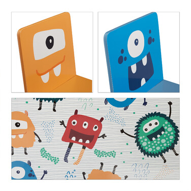 Relaxdays 3-teilige Kindersitzgruppe Monster-Motiv