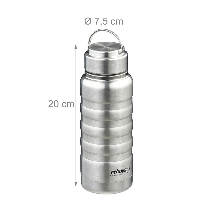Relaxdays Trinkflasche Edelstahl 400 ml