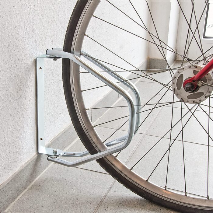Relaxdays 4x Fahrradständer Set, Wandparker, verstellbar, HBT 32,5x9x28,5cm, Silber