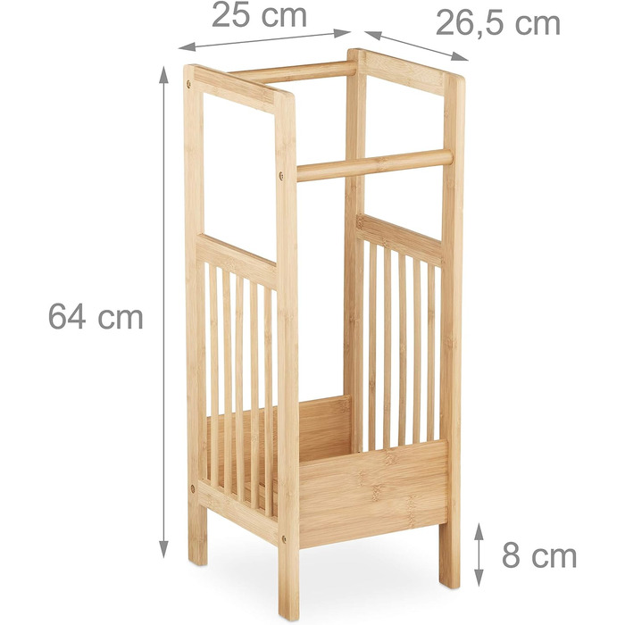 Relaxdays Schirmständer Bambus, eckig, 2 Griffe, H x B x T: ca. 64 x 25 x 26,5 cm, Umbrella Stand, Schirmhalter, natur