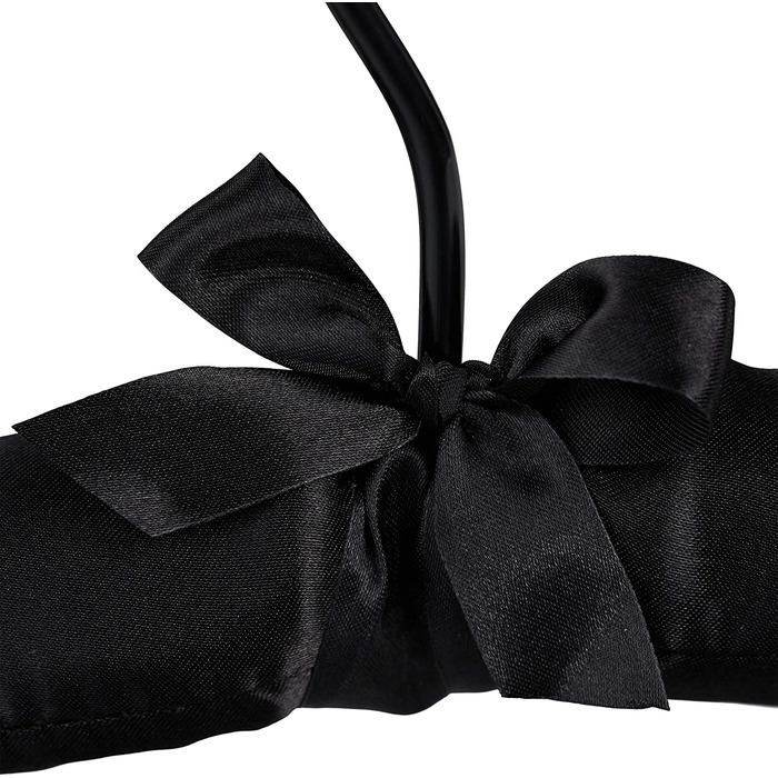 Relaxdays Kleiderbügel Satin,  weich gepolstert, 360° drehbarer Haken, dekorative Schleife, 38 cm breit, (10er Pack, Schwarz)