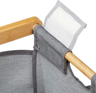 Relaxdays Wäschekorb mit Ablage, 2 Fächer, 2x 30 l Wäschesäcke, Bambus Ausziehwäschekorb HBT 73 x 64 x 33 cm, natur/grau, 1 S