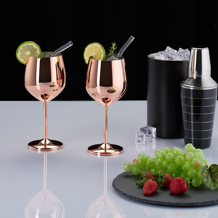 Relaxdays Weingläser Edelstahl 4er Set