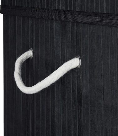 Wäschekorb Bambus, rechteckiger Wäschesortierer, 2 Fächer, faltbar, 95 l