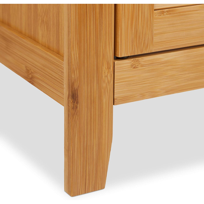 Relaxdays Waschbeckenunterschrank LAMELL, 2 Türen, Bambus & MDF, 60x67x30 cm, natur