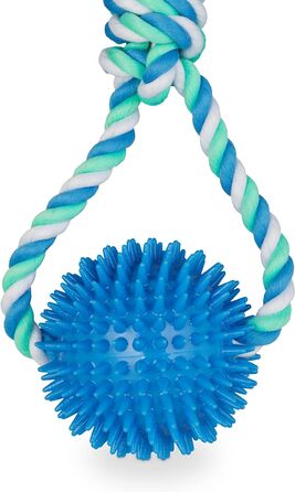 Relaxdays Hundespielzeug Ball, 3er Set, Ø 8,5 cm, Zahnpflege, blau (max. 50 Zeichen)