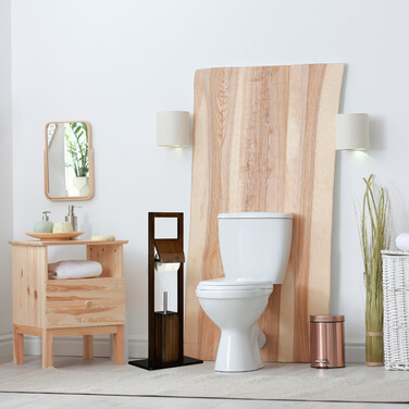 Relaxdays WC Garnitur Bambus dunkelbraun