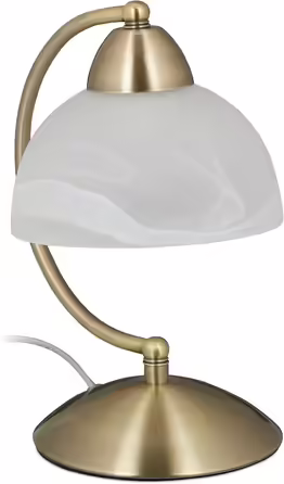 Relaxdays Tischlampe Touch, Retro Design, E14-Fassung, dimmbare Nachttischlampe, Glas & Eisen, HBT 25 x 15 x 19 cm, gold