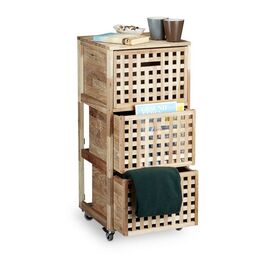Relaxdays Rollcontainer 3 Fächer Walnuss