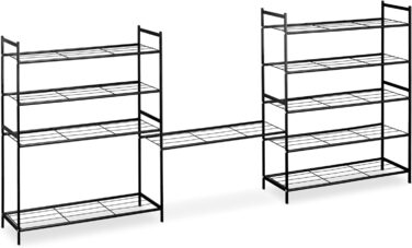 Relaxdays Schuhregal, Metall, 5 Ebenen, stapelbar, erweiterbar, HBT: 90x70x26cm, bis zu 15 Paar Schuhe, (Schwarz)