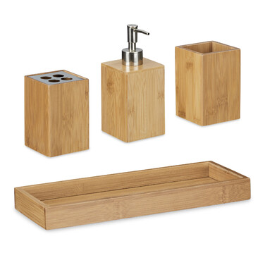 Relaxdays Bad-Accessoires-Set Bambus