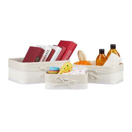 Relaxdays Aufbewahrungskorb 3er Set aus Bambus
