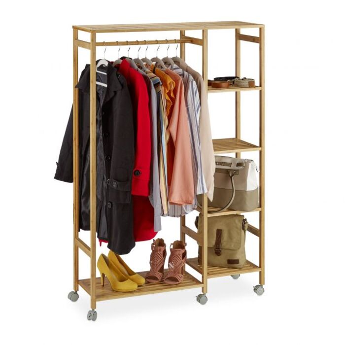 Relaxdays Rollgarderobe Bambus