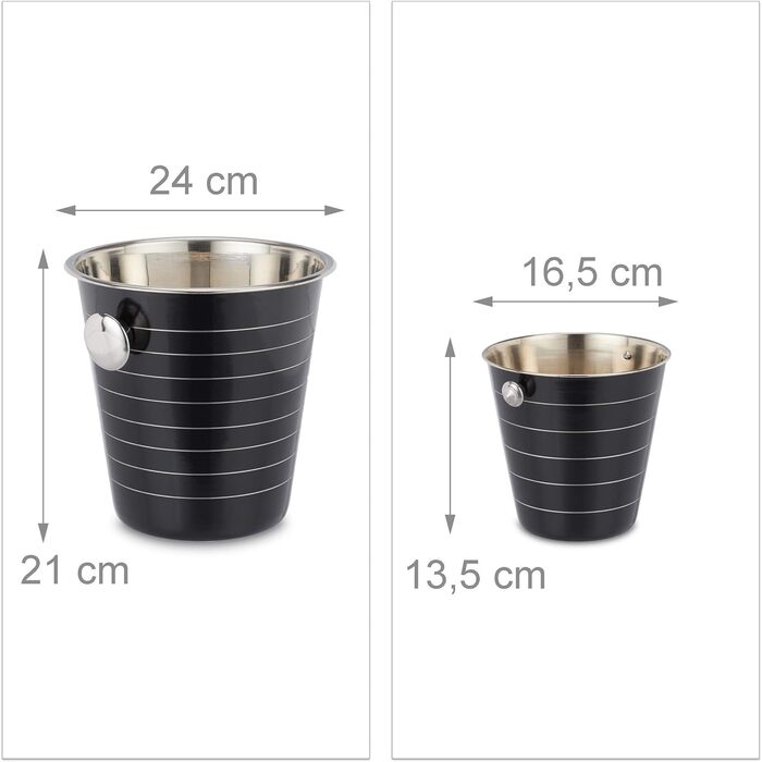 Relaxdays Cocktailset, 5-teilig: Shaker 500 ml, Eiseimer, Zange, Flaschenkühler, Barmaß, schwarz