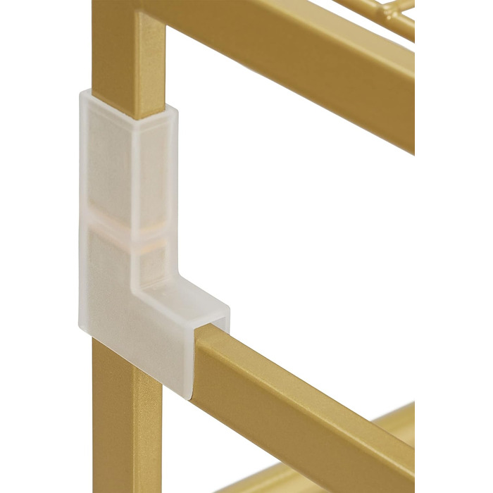 Relaxdays Metall Schuhregal, 3 Ebenen, erweiterbar, Flur Schuhgestell HBT 50 x 70 x 26 cm, 9 Paar Schuhe, offen, gold