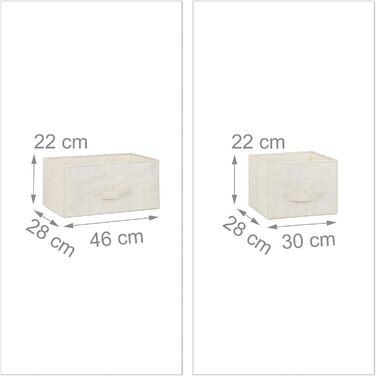 Relaxdays Regalsystem, 5 Stoff-Schubladen, Metall & Holz, 77,5x83x29 cm, beige, Design E