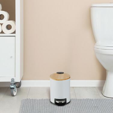 Relaxdays Bad Mülleimer 3 l mit Bambusdeckel