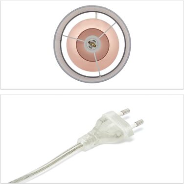 Relaxdays Tischlampe, runde Nachttischlampe mit Touch, HxD: 27,5 x 18 cm, E14, Tischleuchte mit Stoffschirm, (Kupfer/Grau)