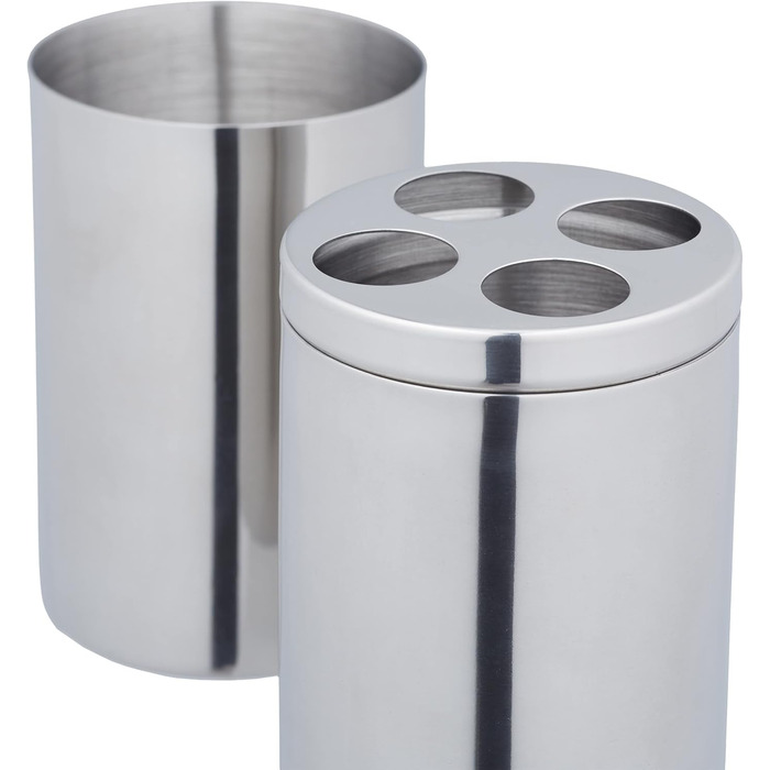 Relaxdays 5-tlg. Badezimmer Set, Edelstahl poliert, moderne Badaccessoires, Silber