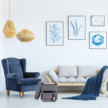 Relaxdays Grauer Sitzhocker mit Stauraum