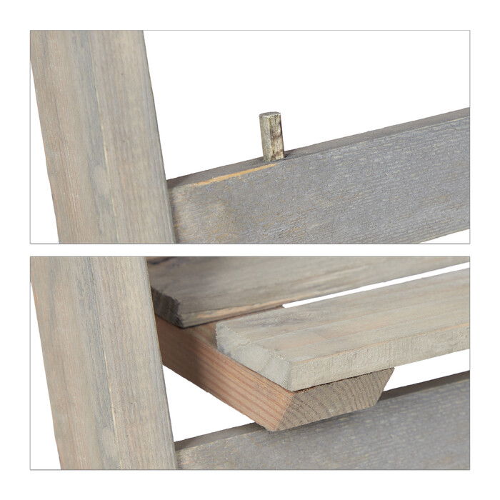 Relaxdays Blumentreppe Holz grau