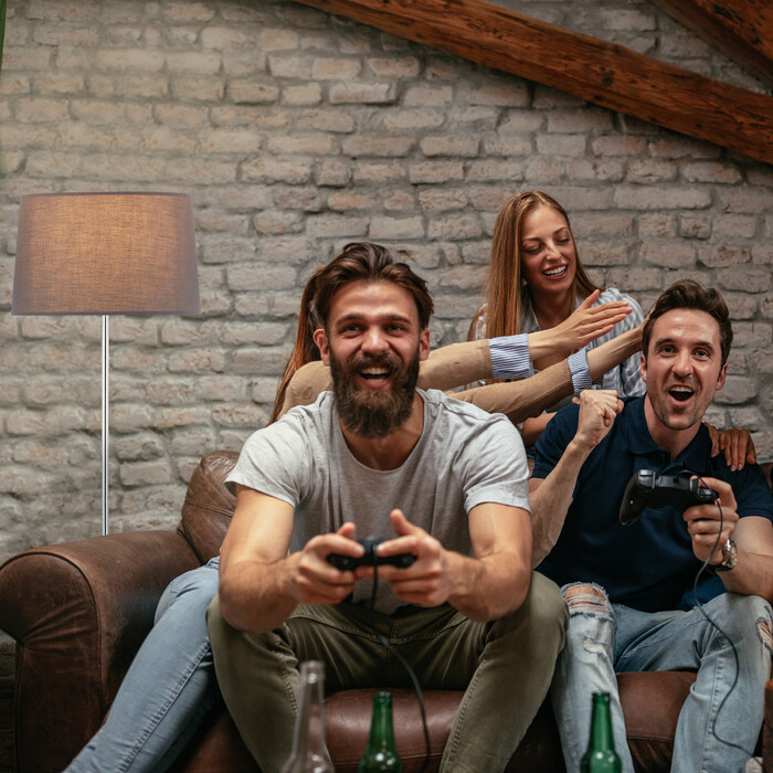 Relaxdays Stehlampe mit Stoffschirm
