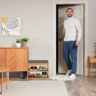Relaxdays Schuhbank mit Polster und Schublade